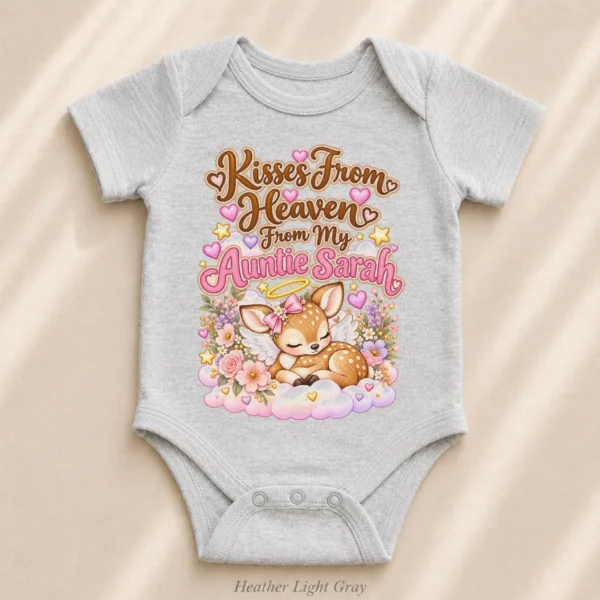 Personalized Auntie in Heaven Memorial Baby Bodysuit — alternate product mockup personalized auntie in heaven memorial baby bodysuit product photo