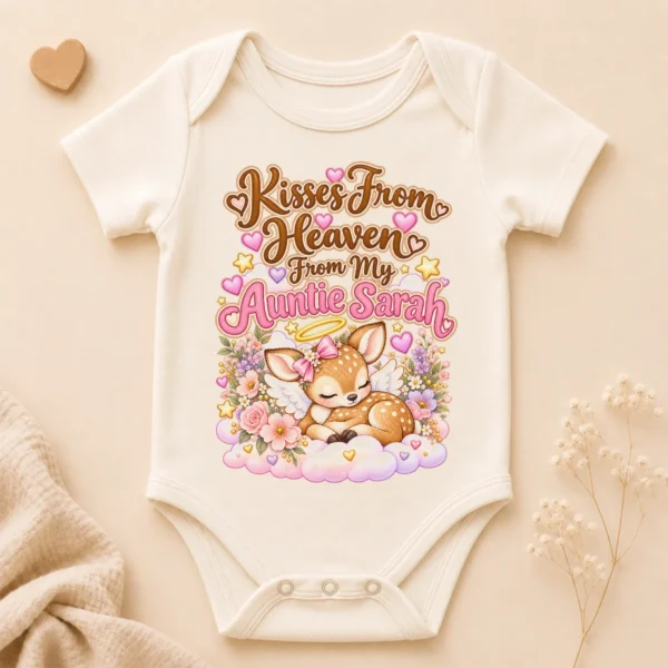 Personalized Auntie in Heaven Memorial Baby Bodysuit — alternate product mockup personalized auntie in heaven memorial baby bodysuit product photo