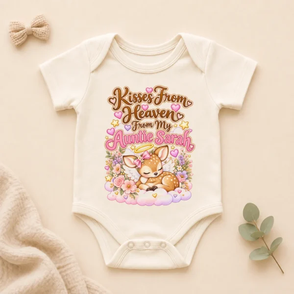 Personalized Auntie in Heaven Memorial Baby Bodysuit — alternate product mockup personalized auntie in heaven memorial baby bodysuit product photo