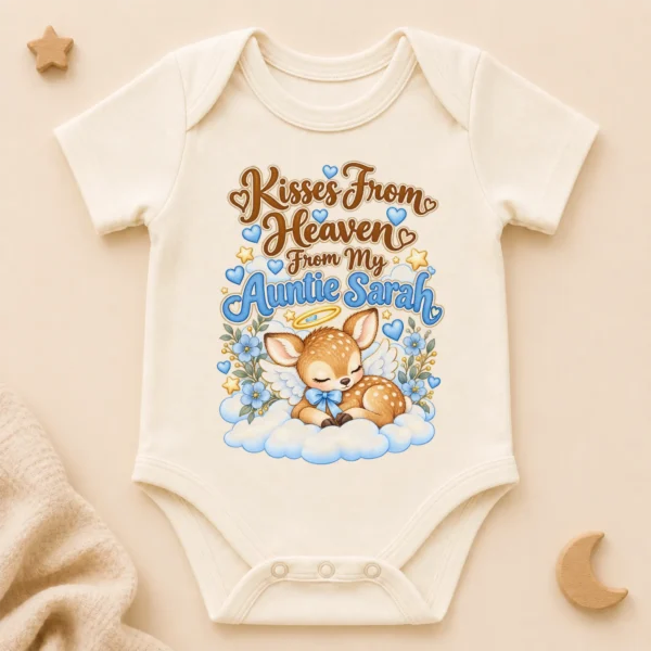 Personalized Auntie in Heaven Memorial Baby Bodysuit — alternate product mockup personalized auntie in heaven memorial baby bodysuit product detail