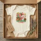 personalized baby first Christmas bodysuit with candy cane snowman baby bodysuit product photo