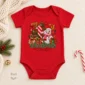 personalized baby first Christmas bodysuit with candy cane snowman baby bodysuit color options