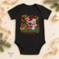 personalized baby first Christmas bodysuit with candy cane snowman baby bodysuit color options