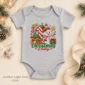 personalized baby first Christmas bodysuit with candy cane snowman baby bodysuit color options