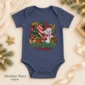 personalized baby first Christmas bodysuit with candy cane snowman baby bodysuit color options