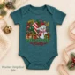 personalized baby first Christmas bodysuit with candy cane snowman baby bodysuit color options