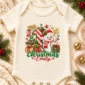 personalized baby first Christmas bodysuit with candy cane snowman baby bodysuit lifestyle scene