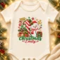 personalized baby first Christmas bodysuit with candy cane snowman baby bodysuit product photo