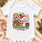 personalized baby first Christmas bodysuit with candy cane snowman baby bodysuit