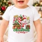 personalized baby first Christmas bodysuit with candy cane snowman baby bodysuit close-up detail