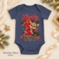 personalized baby first christmas bodysuit with name and year baby bodysuit color options
