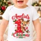 personalized baby first christmas bodysuit with name and year baby bodysuit front view