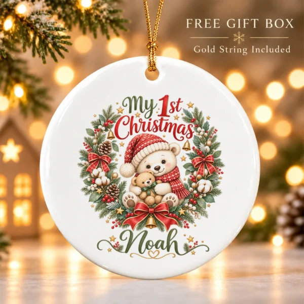 personalized baby first Christmas ornament product image