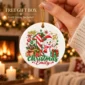personalized baby first Christmas ornament with candy cane snowman product image product photo