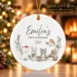 personalized baby name Christmas ornament with woodland animals product image lifestyle scene
