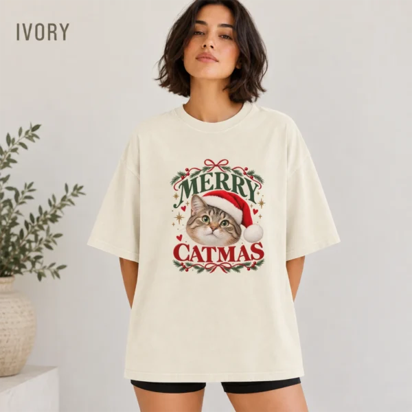 Personalized Cat Christmas Sweatshirt, Custom Pet Photo Catmas Shirt — alternate product mockup Personalized Cat Christmas Sweatshirt t-shirt color options
