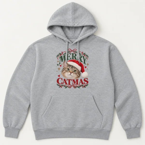 Personalized Cat Christmas Sweatshirt, Custom Pet Photo Catmas Shirt — alternate product mockup Personalized Cat Christmas Sweatshirt t-shirt product photo
