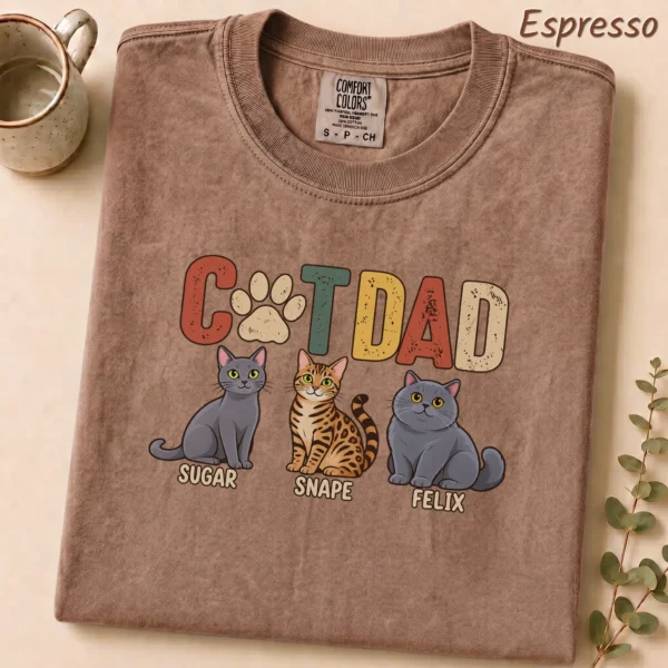 Personalized Cat Dad Shirt, Custom Cat Lover Hoodie & Sweatshirt — alternate product mockup personalized cat dad shirt t-shirt lifestyle scene