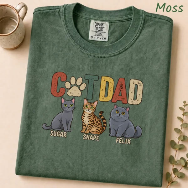 Personalized Cat Dad Shirt, Custom Cat Lover Hoodie & Sweatshirt — alternate product mockup personalized cat dad shirt t-shirt styled product photo