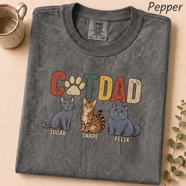Personalized Cat Dad Shirt, Custom Cat Lover Hoodie & Sweatshirt — alternate product mockup personalized cat dad shirt t-shirt product detail