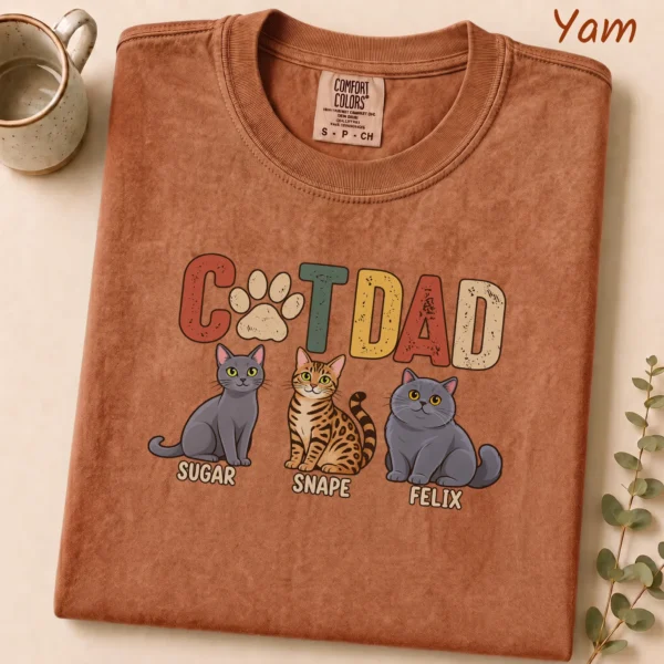 Personalized Cat Dad Shirt, Custom Cat Lover Hoodie & Sweatshirt — alternate product mockup personalized cat dad shirt t-shirt product photo