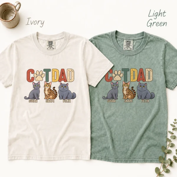 Personalized Cat Dad Shirt, Custom Cat Lover Hoodie & Sweatshirt — alternate product mockup personalized cat dad shirt t-shirt color options