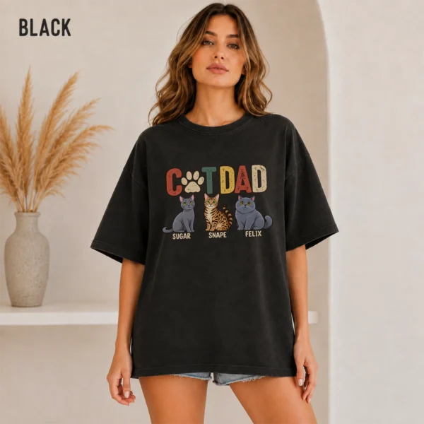 Personalized Cat Dad Shirt, Custom Cat Lover Hoodie & Sweatshirt — alternate product mockup personalized cat dad shirt t-shirt color options