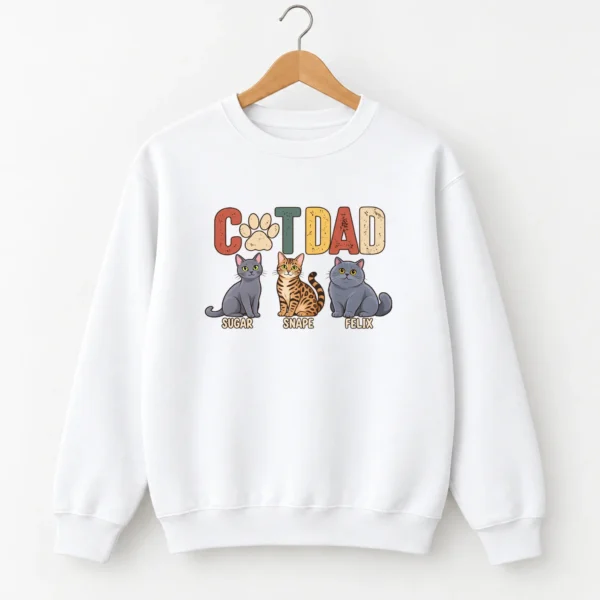 Personalized Cat Dad Shirt, Custom Cat Lover Hoodie & Sweatshirt — alternate product mockup personalized cat dad shirt t-shirt product photo