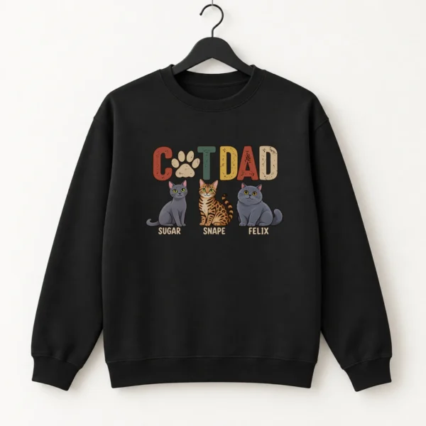 Personalized Cat Dad Shirt, Custom Cat Lover Hoodie & Sweatshirt — alternate product mockup personalized cat dad shirt t-shirt product photo