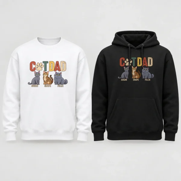 Personalized Cat Dad Shirt, Custom Cat Lover Hoodie & Sweatshirt — alternate product mockup personalized cat dad shirt t-shirt mockup view