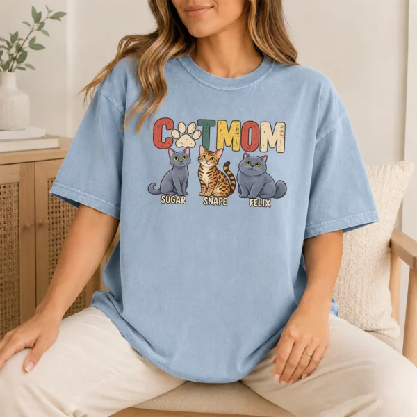 Personalized Cat Mom Shirt, Custom Cat Lover Hoodie & Sweatshirt — lifestyle mockup personalized cat mom shirt t-shirt lifestyle scene