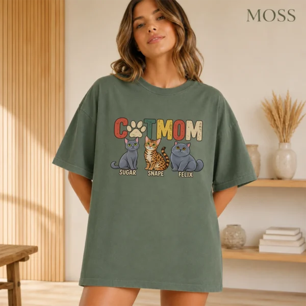 Personalized Cat Mom Shirt, Custom Cat Lover Hoodie & Sweatshirt — alternate product mockup personalized cat mom shirt t-shirt color options