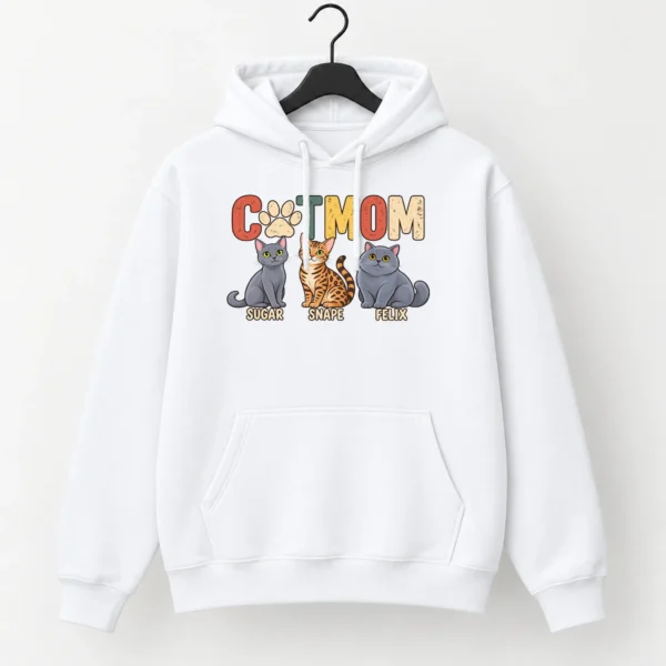 Personalized Cat Mom Shirt, Custom Cat Lover Hoodie & Sweatshirt — alternate product mockup personalized cat mom shirt t-shirt front view