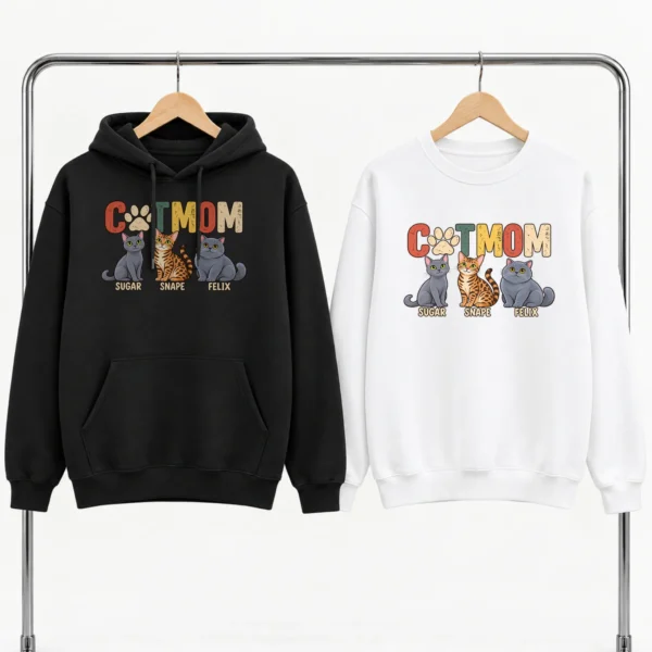 Personalized Cat Mom Shirt, Custom Cat Lover Hoodie & Sweatshirt — alternate product mockup personalized cat mom shirt t-shirt product photo