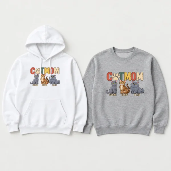 Personalized Cat Mom Shirt, Custom Cat Lover Hoodie & Sweatshirt — alternate product mockup personalized cat mom shirt t-shirt product photo