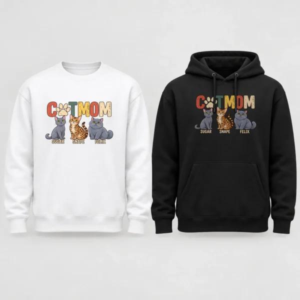 Personalized Cat Mom Shirt, Custom Cat Lover Hoodie & Sweatshirt — alternate product mockup personalized cat mom shirt t-shirt mockup view