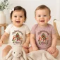 personalized Christmas tree baby bodysuit model mockup
