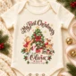 personalized Christmas tree baby bodysuit