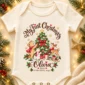 personalized Christmas tree baby bodysuit product photo