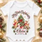personalized Christmas tree baby bodysuit product photo