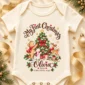 personalized Christmas tree baby bodysuit product photo