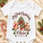 personalized Christmas tree baby bodysuit close-up detail