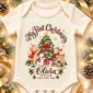 personalized Christmas tree baby bodysuit product photo