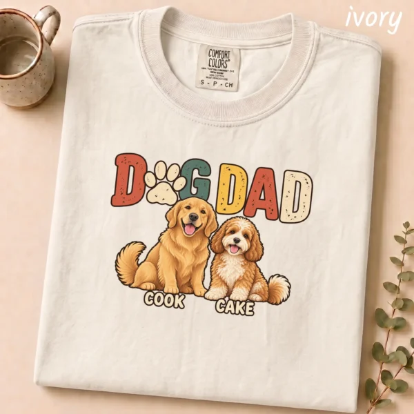 Personalized Dog Dad Shirt, Custom Dog Lover Hoodie & Sweatshirt — alternate product mockup personalized dog dad shirt t-shirt close-up detail