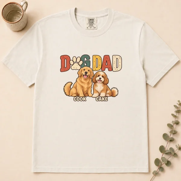 Personalized Dog Dad Shirt, Custom Dog Lover Hoodie & Sweatshirt — alternate product mockup personalized dog dad shirt t-shirt flat lay view