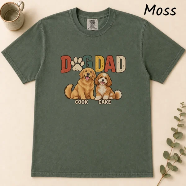 Personalized Dog Dad Shirt, Custom Dog Lover Hoodie & Sweatshirt — alternate product mockup personalized dog dad shirt t-shirt flat lay view