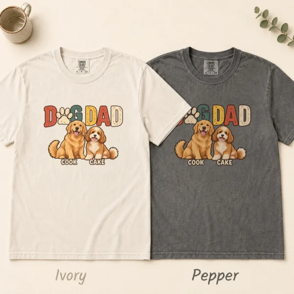 Personalized Dog Dad Shirt, Custom Dog Lover Hoodie & Sweatshirt — alternate product mockup personalized dog dad shirt t-shirt color options