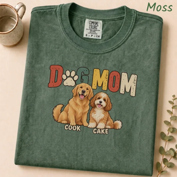 Personalized Dog Mom Shirt, Custom Dog Lover Hoodie & Sweatshirt — alternate product mockup personalized dog mom shirt t-shirt styled product photo