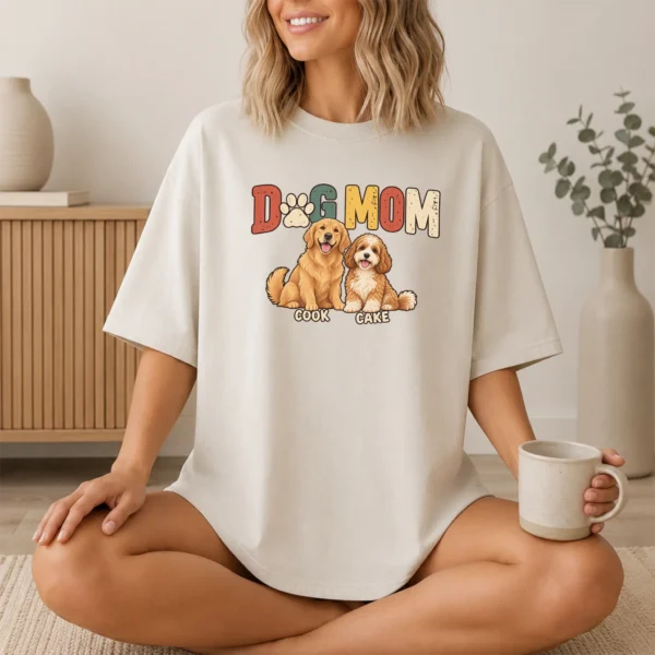 Personalized Dog Mom Shirt, Custom Dog Lover Hoodie & Sweatshirt — lifestyle mockup personalized dog mom shirt t-shirt lifestyle scene