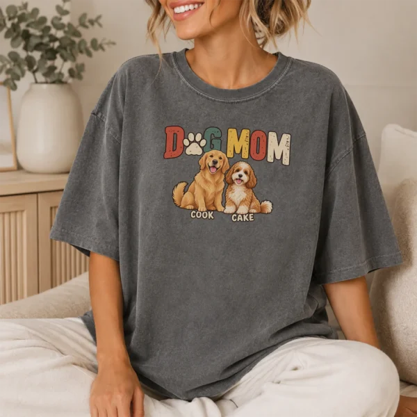 Personalized Dog Mom Shirt, Custom Dog Lover Hoodie & Sweatshirt — lifestyle mockup personalized dog mom shirt t-shirt lifestyle scene